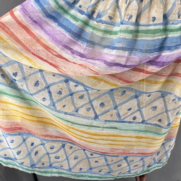 Vtg 80s 90s Two Potato Artsy A Line Midi Dress M Petite Sheer NOS Coastal Pastel - Picture 8 of 16